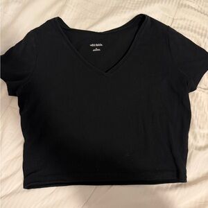 Wild Fable Classic Black V-Neck Crop Top